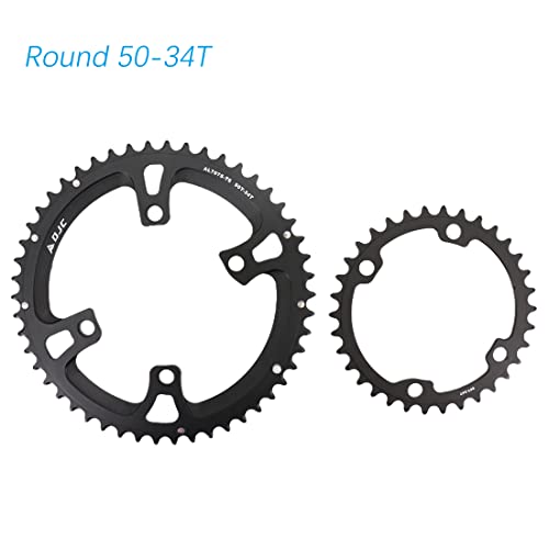 Djc Road Bike Chainring 110Bcd 4 Arms Round 2X Chainring Double 52T 36T For Shimano 4700 5800 6800 9000 R7000 R8000 R9100 (Round 50-34T) #TOP3