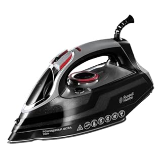 Russell Hobbs Steam Iron [3100W, 210 g/min extra steam boost, 70 g/min steam] Power Steam (350ml, ceramic soleplate, self-cleaning & spray water function, anti-limescale, drip stop) 20630