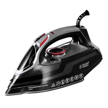 Russell Hobbs Steam Iron [3100W, 210 g/min extra steam boost, 70 g/min steam] Power Steam (350ml, ceramic soleplate, self-cleaning & spray water function, anti-limescale, drip stop) 20630