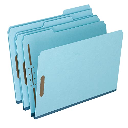 Pendaflex® Heavy-Duty Pressboard Folders With Embossed Fasteners, Letter Size, 100% Recycled, Blue, Pack of 25