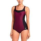 Speedo Women's One Piece Swimsuit,Keyhole Racerback, Moderate Cut (Potent Purple, Medium)