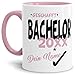 Produktbild Tassendruck Bachelor-Tasse Geschafft Bachelor 20XX - Selbst gestalten mit Jahr und Name zum bestandenen Bachelor/Abschluss/Lernen/Prüfung/personalisierte Geschenk-Idee/Innen & Henkel Rosa