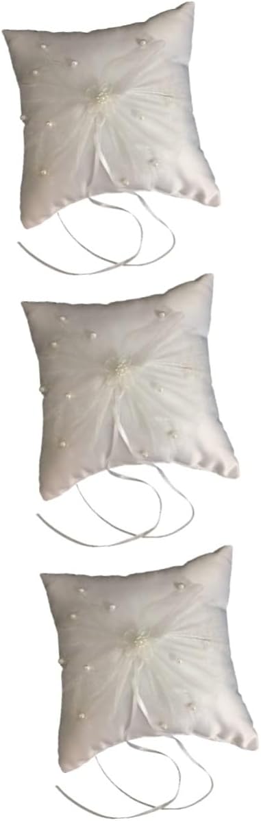 Amosfun Pcs Wedding Ring Holder Pillow Fabric Lace Ring Pillow for Bridal Bearer Cushion Floral Design