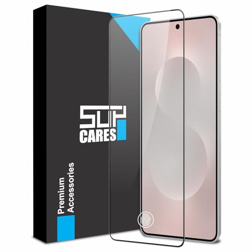 Image of SupCares Tempered Glass for Samsung Galaxy S25 Edge (6.7 Inch) With Installation Kit | 9H Edge to Edge Screen Protector | Black