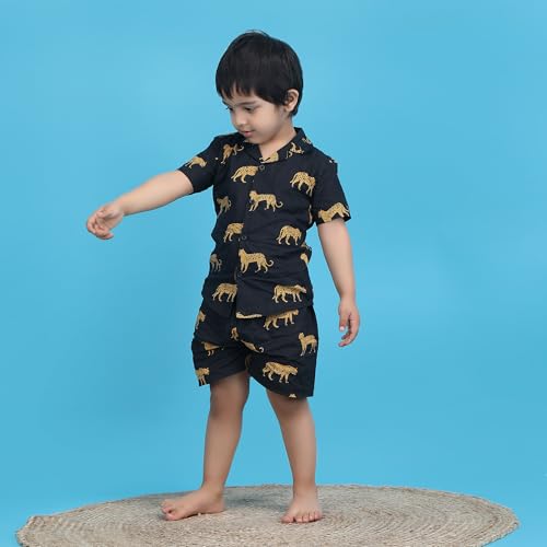 Image of POLKA TOTS Cotton Baby Boys Co-ords Set | Half Sleeves Shirt & Shorts Outfit for Kids & Toddlers | Soft Breathable Summer Clothing Set | Casual Wear Dress