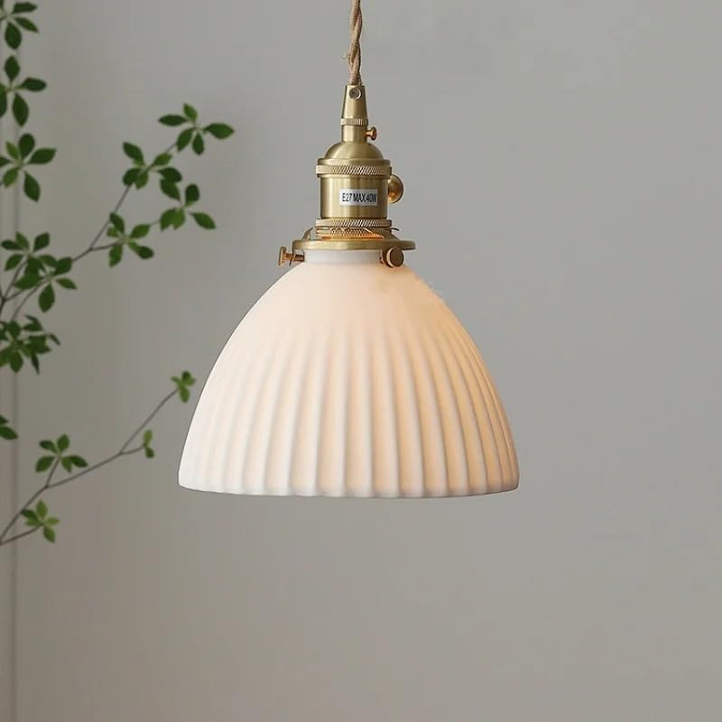 Suspension céramique LED réglable avec interrupteur laiton design