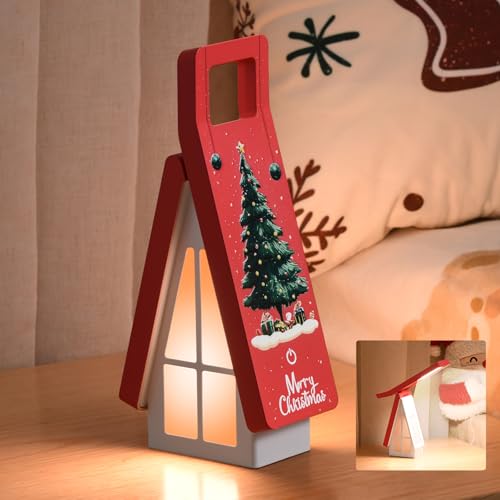 Bedside Table Lamp for Kids, Rechargeable Small Cordless Table Lamp, 3 Color Modes, Dimmble Nightstand Lamp Touch Control, Foldable Desk Lamp for Bedroom, Christmas Nightlight for Work, Study, Reading