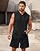 COOFANDY Men's Hooded Sleeveless Workout Shirt Tracksuits 2 Piece Set Casual Short Sets Black