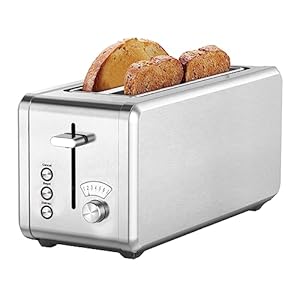 WHALL® Toaster Stainless Steel, 6 Bread Shade Settings, Bagel/Defrost/Cancel Function, 1.5in Wide Slot, High Lift Lever, Removable Crumb Tray, for Various Bread Types