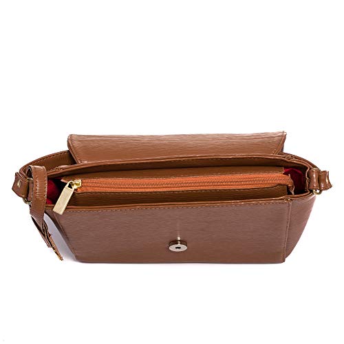 Bolsa de Ombro Feminina Lateral e Transversal Selten Marrom
