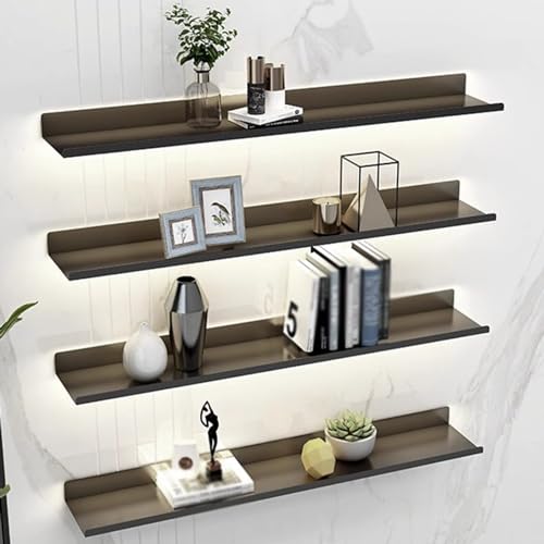 Estantes De Pared Flotantes, LED Retroiluminado Estante Montado En La Pared Para La Sala De Estar Centro Comercial Pasillo Bar Club De Almacenamiento De Pantalla ( Color : Noir , Size : 60x20x6cm )