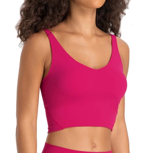 Image of Lemedy Women Sports Bra Longline Crop Tank Top Padded Workout Running Yoga