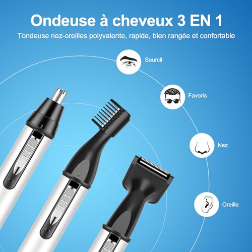 Image of Painless Nose and Ear Trimmer - 4 in 1 USB Rechargeable Electric Nose and Ear Trimmer - Painless and Professional Eyebrow Trimmer for Men and Women Easy to Clean, Silver