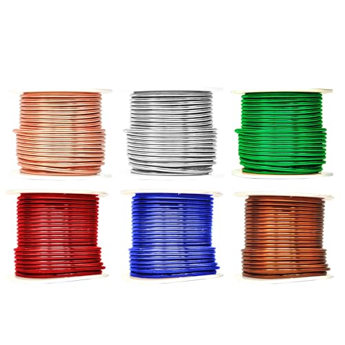 Image of Mandala Crafts 12 GA Green Brown Red Assorted Anodized Aluminum Craft Wire | 276 FT, Colored, Flexible, Bendable for Bonsai Armature Sculpting Wire Wrapping Jewelry Making, Weather & Tarnish Resistant