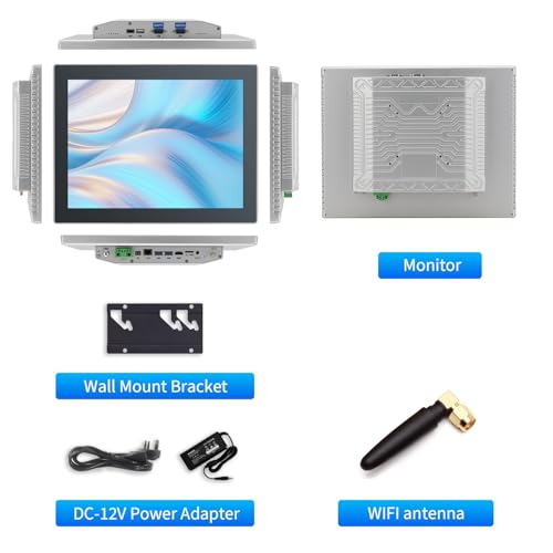 Image of 15 inch Touchscreen Monitor,Ratio 4:3 Wall Mounted Industrial Touch Screen Tablet with HD-MI Out,WiFi & BT,Build-in Speakers & VESA,Android 11 RAM 4G & ROM 32G Suitable for POS,Kitchen