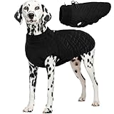 Picture of Kuoser Large Dog Coat, Windproof Jackets for Large Dogs, Warm Doggie Coat with Harness Built in, Dog Cold Weather Coats Snow Jacket for Labrador Beagle, Black XXL