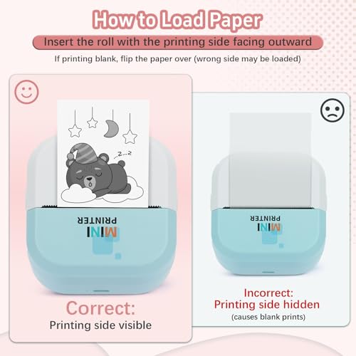Image of Tommax Bluetooth Inkless Thermal Printer & Sticker Maker, Wireless Portable Print Pod for iPhone /Android, Notes, Kids Crafts, Journals - Includes 13 Rolls Paper