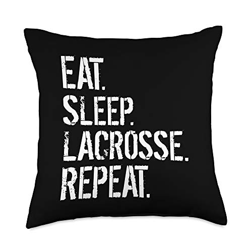 Eat Sleep Repeat Apparel Co. Eat Sleep Lacrosse Repeat Throw Pillow, 18x18, Multicolor