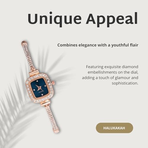 Image of Halukakah Kids' Sparkling Diamond Watch - 18k Real Gold /Rose Gold /Platinum Plated - Multiple Colors Rectangle Dial - Quartz Adjustable Stainless Steel Wristwatch - Suitable for Boys and Girls