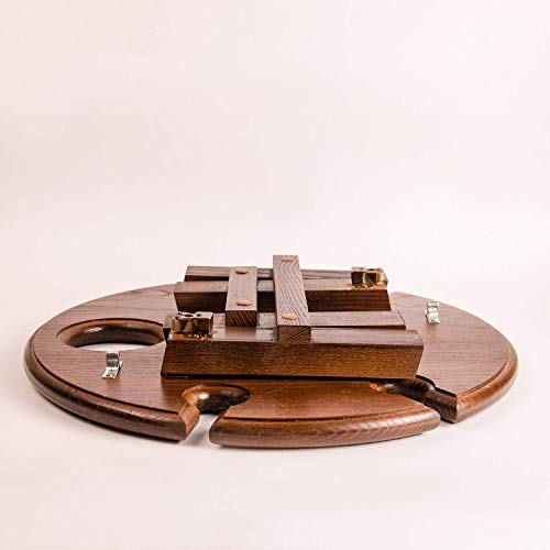 Solid Oak Outdoor Wine Table - Carving Wooden Wine Rack - Portable Wine Bottle Stand - Wood Bottle Glass Holder - Furniture For Camping Gifts - Vine Accessories - Summer Picnic Serving Tray #TOP5