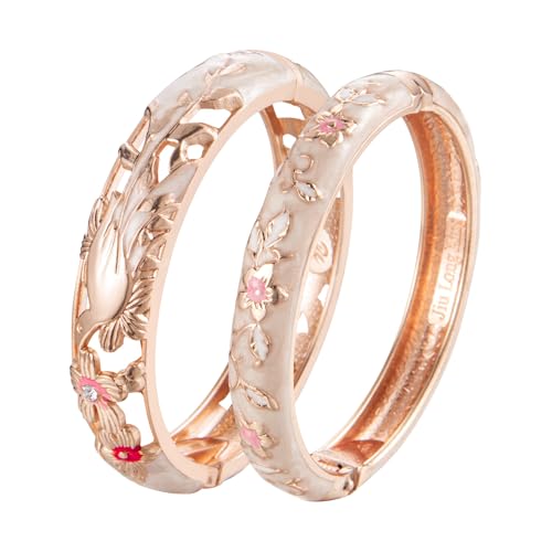 UJOY Colors Handcraft Jewelry Cloisonne Bracelet Enamel Hollowed Bird Spring Hinged Womens Bangles Gifts Box 88A31-55C49