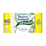Regina Soft Bamboo - 45 Rolls of Toilet Tissue 3 Ply, 160 Sheets, Naturally Soft for your Skin, Toilet Tissue Made with Bamboo Fibers, Paper Packaging, FSC Certificated