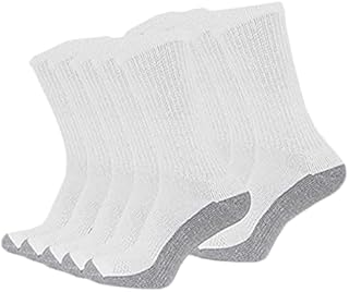 ARI Traders WORK SOCKS Men's Size 6-12 Thick Breathable Socks (5 Pair Multipack) Heavy Duty Reinforced Heel For Steel Toe Boots-White