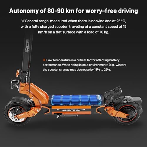 RCB D7 Electric Scooter, Max.Range 80-90KM, 20.8AH Battery, MAX. 25 km/h, 500W Motor, 10" Vacuum Tires, APP Control, Max Load 150 kg, 3 Speed Settings, Foldable, Double Brake, Double Shock Absorbers - Image 3