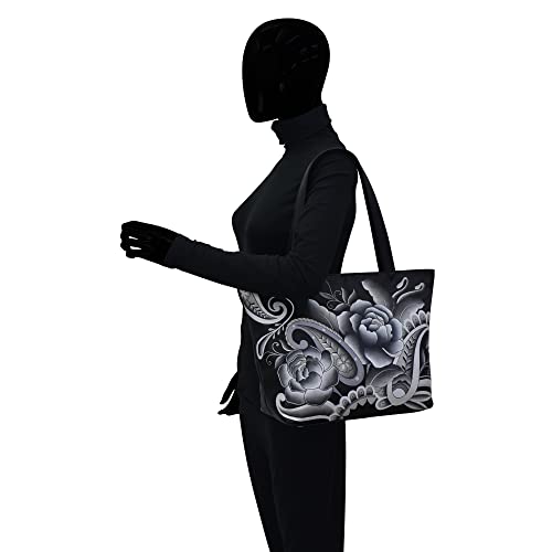 Anna by Anuschka Large Tote, Peonies and Paisley Black3