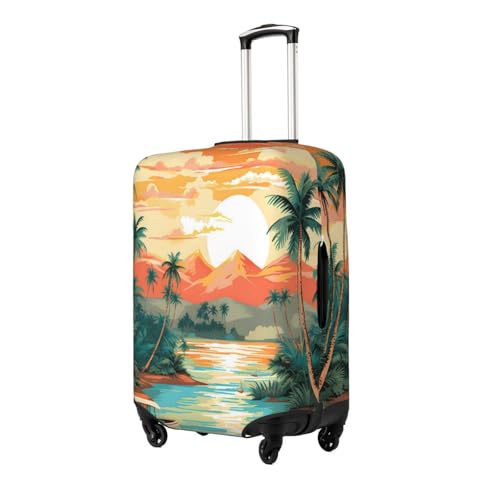 Hawaiian Tropical Coconut Seaside Luggage Cover Elastic Travel Suitcase Covers, Anti Scratch Dust Proof Baggage Covers, Fits 22-24 inch Suitcases2
