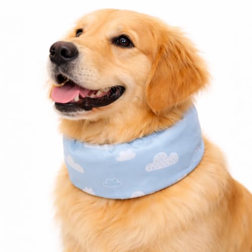 【獣医師監修】犬 クールネック 国産保冷剤付き ネッククーラー｜夏 ひんやり 暑さ対策 熱中症対策｜防水 通気性 冷却 首を冷やす｜クールスヌード 小型犬 中型犬 大型犬｜LaLa-Pets (あおぞら, M)の商品画像（Amazon）