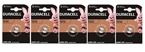 5 x Duracell 1616 Lithium (5 Blister Packs of 1 Battery) 5 Batteries