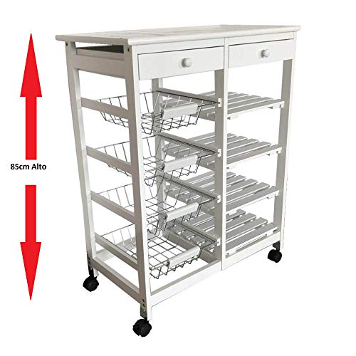 Meyvaser Verdulero frutero Doble 4 cestas 4 baldas y 2 cajones 85cm Alto x 67cm Ancho x 37cm Fondo