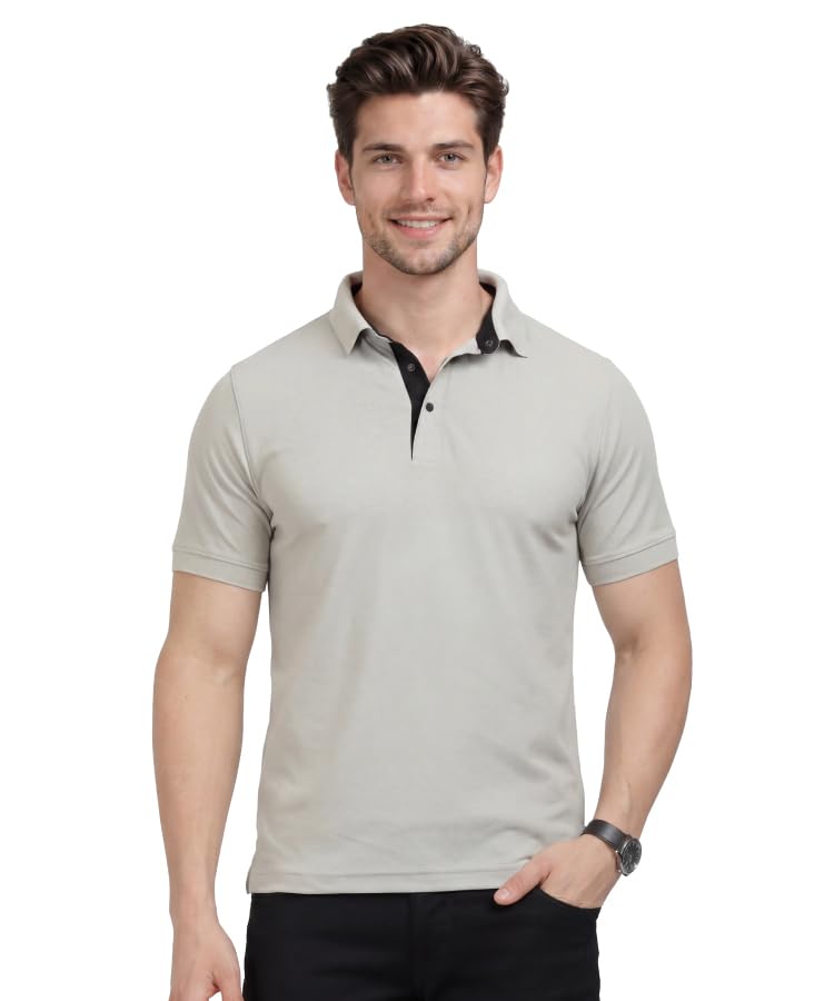 Image of AWG ALL WEATHER GEAR Men's Golfer Polo T-Shirt, Dri-Fit Quick Dry Moisture-Wicking Stretch Fabric, Regular Fit Half Sleeve Solid Collar Tee for Golf, Gym, Running, Office and Casual Wear