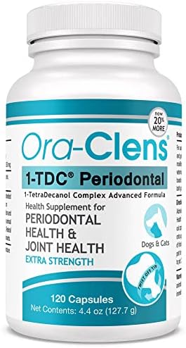 Ora-Clens 1-TDC Periodontal Supplement ES for Dog & Cat, Supports Oral, Hip & Joint Health, Muscle & Stamina Recovery, Skin & Coat Health, 120 Capsule
