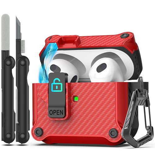 Image of RFUNGUANGO AirPods 3 Case with Lock Magnetic Lid, Red