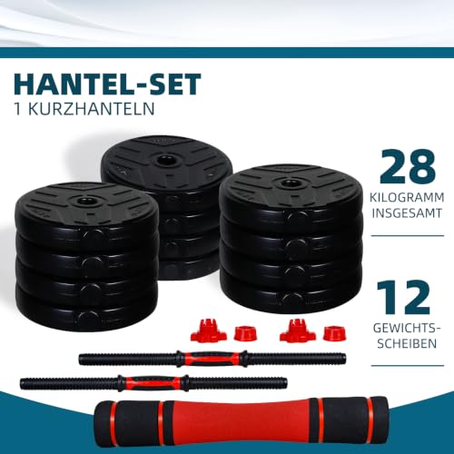 CCLIFE Hanteln Set 30 kg 2er Kurzhanteln Langhantel verstellbar Stahlrohr – Ansicht 2