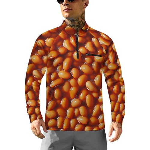 Baked Beans Men's Sun Protection Shirts UV SPF UPF 50+ Long Sleeve Rash Guard Lightweight