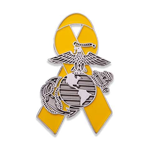 Marine Corps Yellow Ribbon Lapel Pin - EGA USMC Hat Pin - Eagle Globe & Anchor - Officially Licensed by The Marine Corps - Designed by Marines for Marines