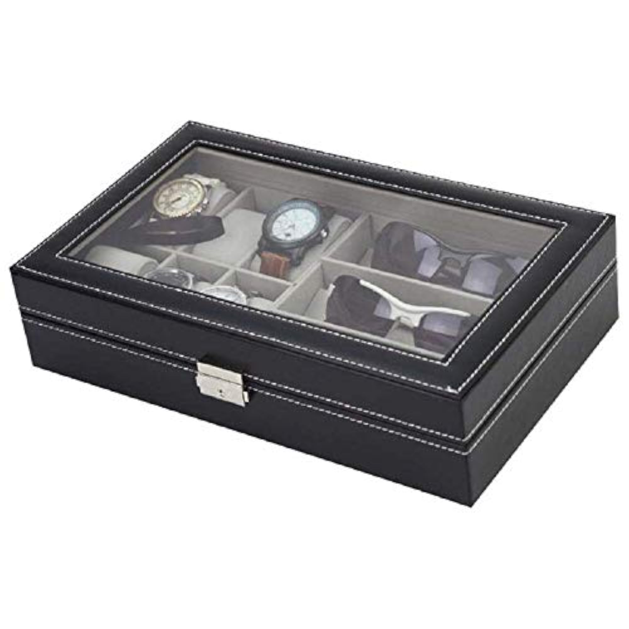 Wrist Watch and Sunglasses PU Leather Case Organizer