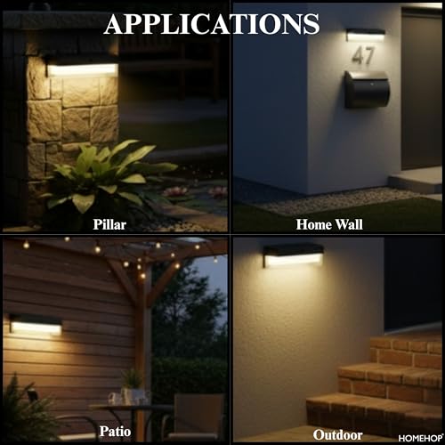 Image of Homehop Solar Light Outdoor Home Garden Wireless Wall Automatic Night Lamp | Solar Wall Light Waterproof LED Decoration for Balcony, Porch, Patio, Pathway and Driveway with 3 Color Modes (4000mAh,ABS)