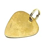 二重リング付き 真鍮 ブラス ギターピック（ゴールド） キーリング ネックレス キーホルダー 楽器 ペンダントトップ カスタムパーツ 雑貨