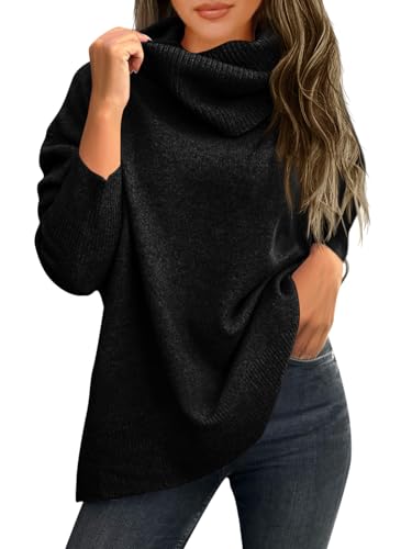 Saodimallsu Womens Turtleneck Sweaters Long Sleeve Casual Soft Knit Loose Fit Basic Fall Pullover Sweater Tops