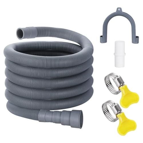 Kit de extensión de manguera de drenaje para lavavajillas, manguera flexible de 4,9 pies, para lavadora, lavavajillas, incluye 1 adaptador, 2 abrazaderas, soporte en U