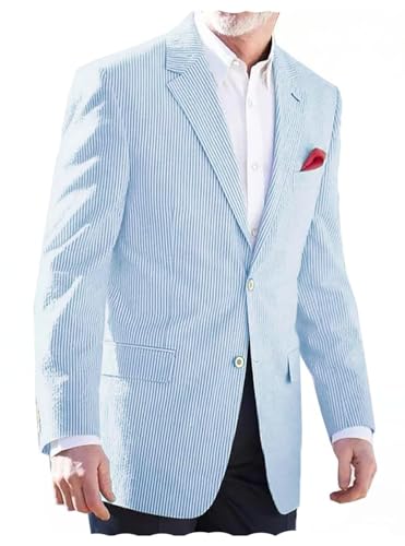 VENNYNG Men's Seersucker Suit Jacket Single Breasted Thin Blazer Coat for Weddings Easter Party Business