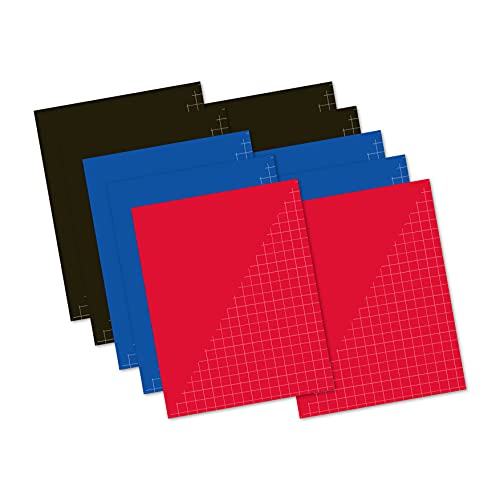 Kangaro Exercise Books A5 Squared 10 mm 80 Sheets Assorted Pack of 10, Zwart/blue/rood