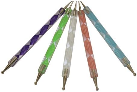 5 X 2 Way Double Ended Marbleizing Painting Dotting Pen Set Nail Art Manicure Pedicure Tool Colorful