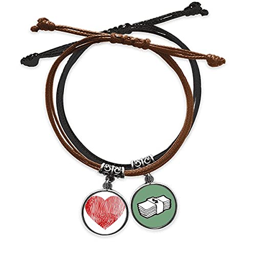 Pulsera de cuerda ajustable con detalle de corazón resistente