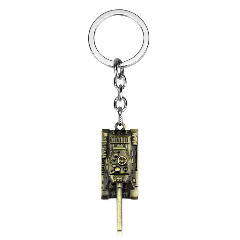 Vnewschi Unisex Bronze Tank Model Metal Keychain 3D Tank Pendant Key Rings Creative Car Key Chains Fashion Cool Bag Charm For Man Jewelry Accessories Gift