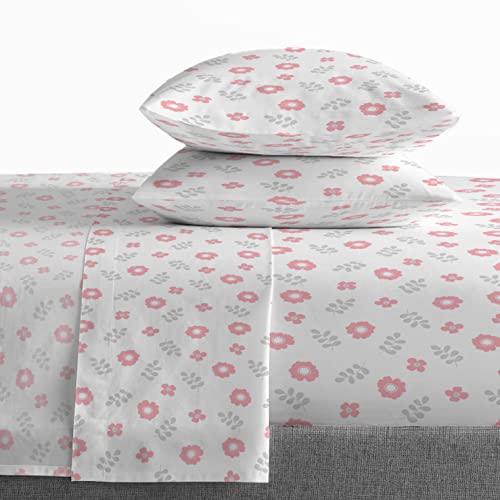 Saturday Park Cutout Floral Full Sheet Set - 4 Piece 100% Organic Cotton Sheets - GOTS & Oeko-TEX Certified